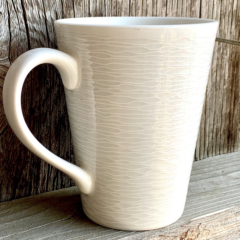 Noritake Textured WoW Swirl White on White Coffee Mug